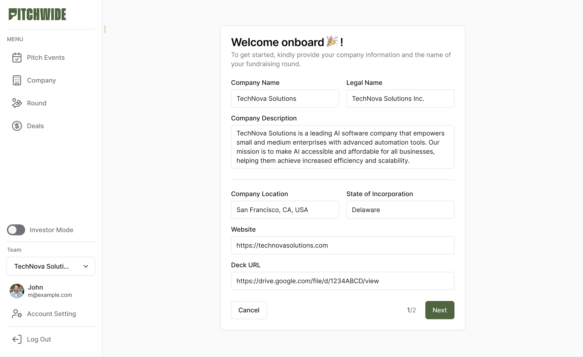 Streamline product interface showing Sign Up